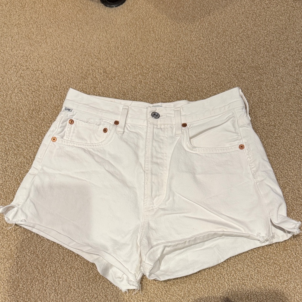 Citizens Of Humanity White High-Rise Denim Shorts
